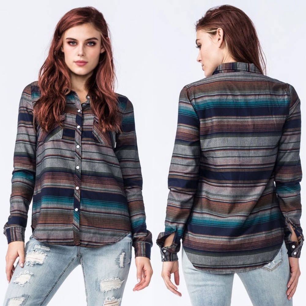 Roxy Surf Camp Site Pendleton Button Down Top - image 1